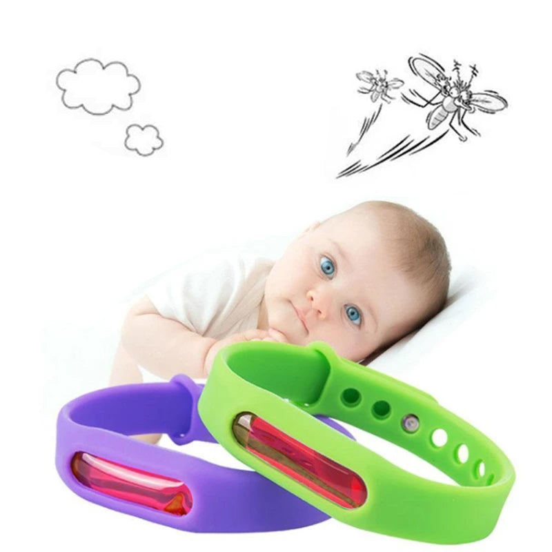 "Myggavvisande silikonarmband justerbart, unisex, flerfärgade alternativ för utomhusbruk, vattentät och bekväm design."