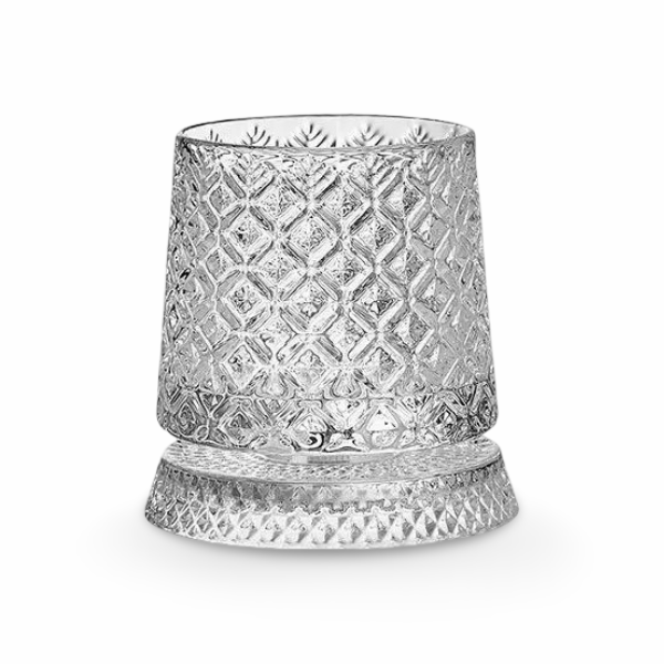 Set med eleganta roterande whiskyglas i kristall, 280 ml, perfekt för servering.