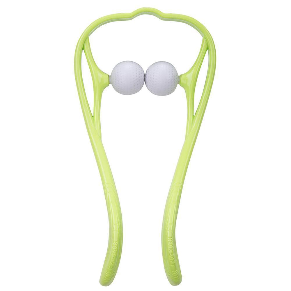 "Nackmassage med massagebollar för smärtlindring, ergonomisk design, blå färg, främjar avslappning och blodcirkulation."