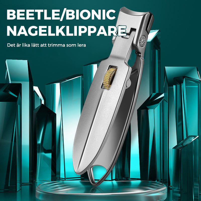 "Nagelklippare i rostfritt stål med ergonomisk design och bred öppning för tjocka naglar. Perfekt för personlig vård."