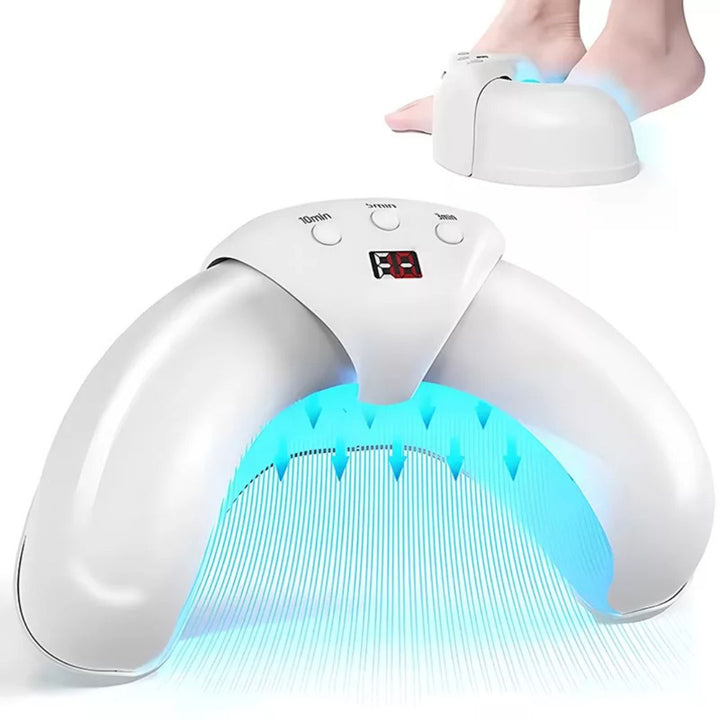 Nagelvårdsapparat med rött och blått LED-ljus för fötter, för effektiv hemvård och skönhet.