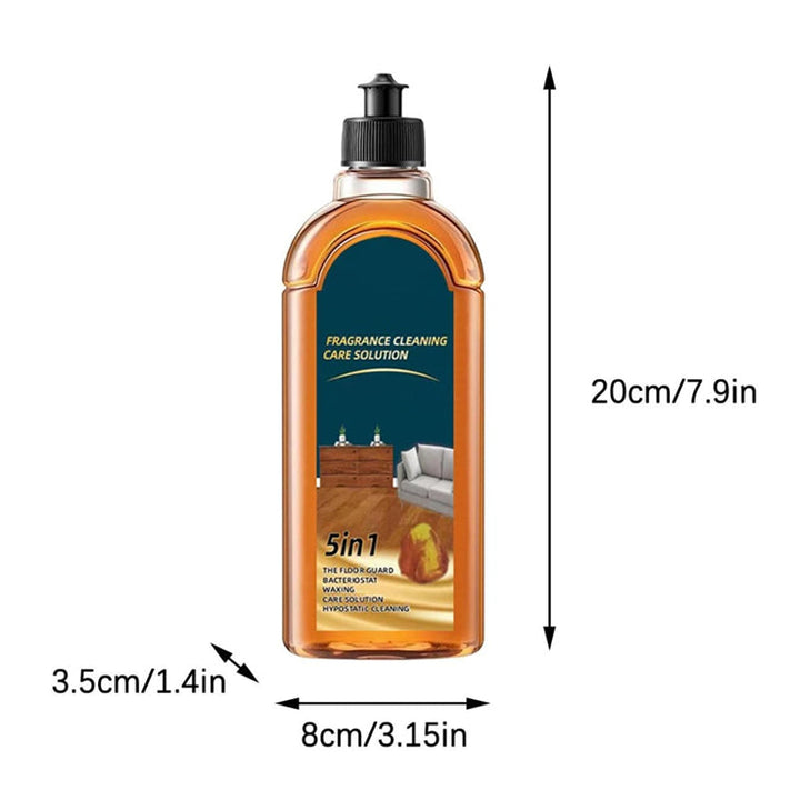 "Naturlig dubbelverkande golvvård 500ml flaska, genomskinlig med grön och blå etikett, rengör och skyddar golv effektivt."