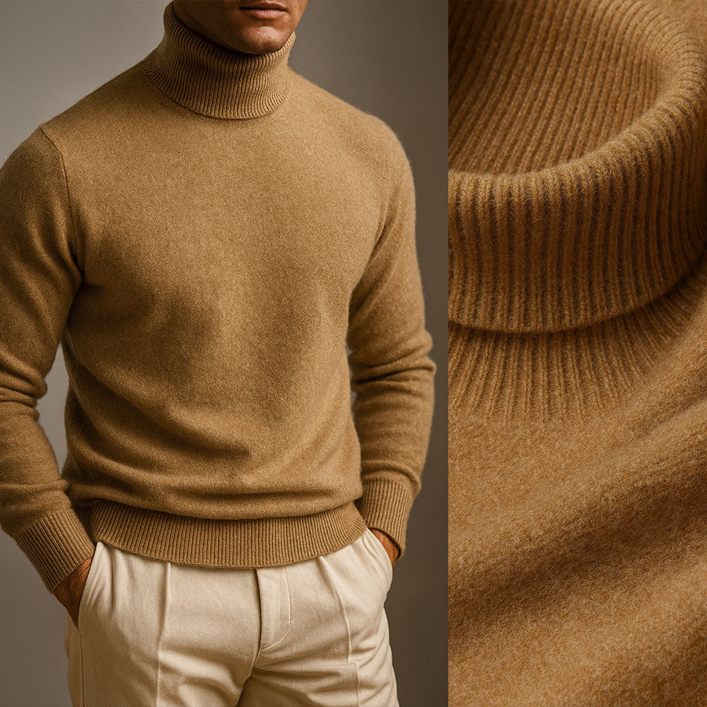 Elegant tröja för män som visar kragdetalj och modern vardagsstil