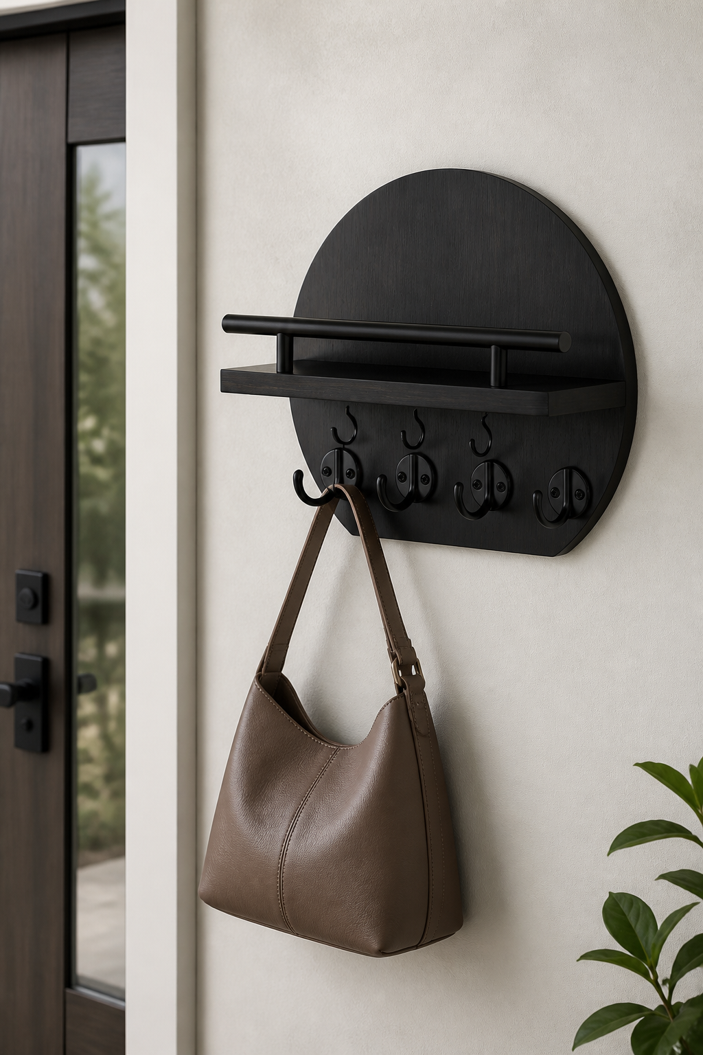 Inspiration för hallen med stilren förvaring av nycklar och accessoarer