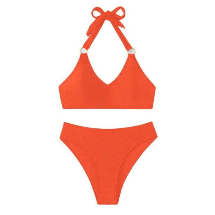 Stilfull orange triangelbikinitopp för dam, med justerbara band för bästa passform.
