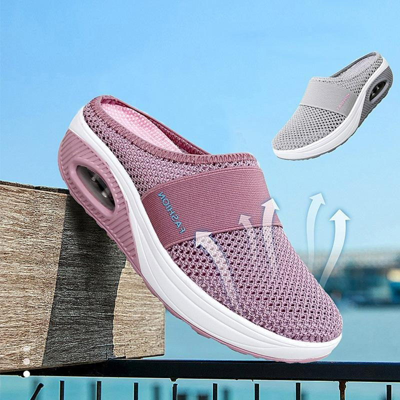 Rosa ortopediska slip-on-skor för dam utomhus