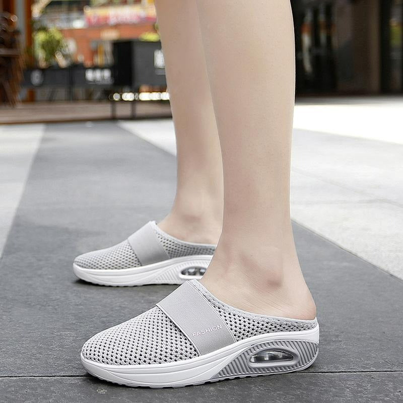 Ortopediska damskor med luftkudde och slip-on design bakifrån