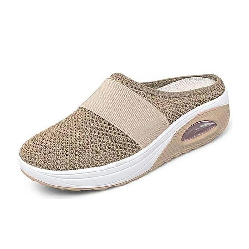 Närbild på elastisk slip-on design på ortopediska damskor