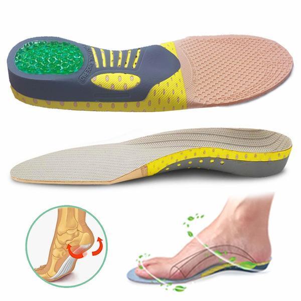Ortopediska innersulor för smärtlindring och komfort. Anatomisk passform, stötdämpning med gel, andningsbart EVA-material.