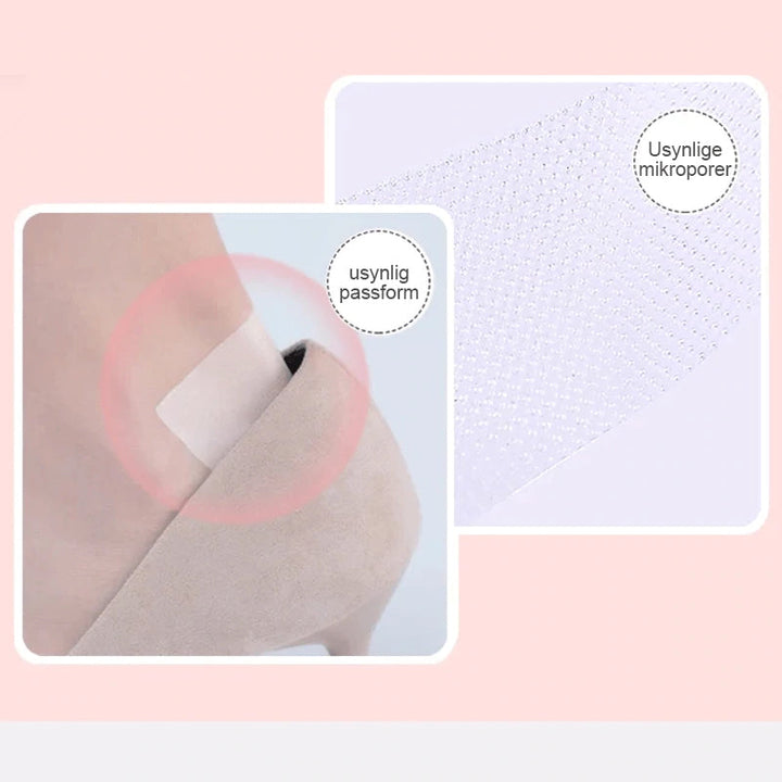 "Osynliga andningsbara unisex hälskydd i diskret design, ger komfort i alla skor, skyddar mot smärta och skav."