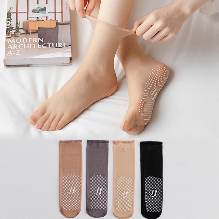 "Osynliga halkfria korta strumpor, designade för säkerhet med gummiprickar, unisex, i svart, beige, brun, grå."