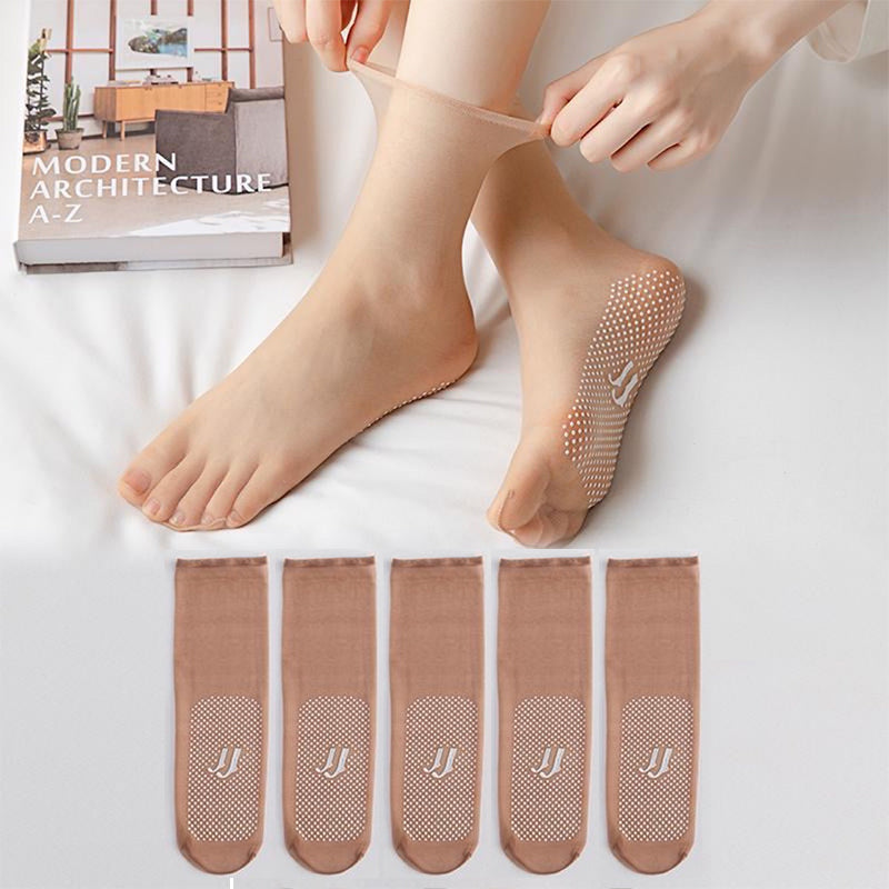 "Osynliga halkfria korta strumpor, designade för säkerhet med gummiprickar, unisex, i svart, beige, brun, grå."