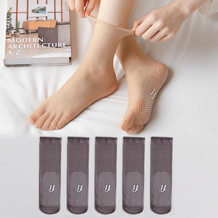 "Osynliga halkfria korta strumpor, designade för säkerhet med gummiprickar, unisex, i svart, beige, brun, grå."
