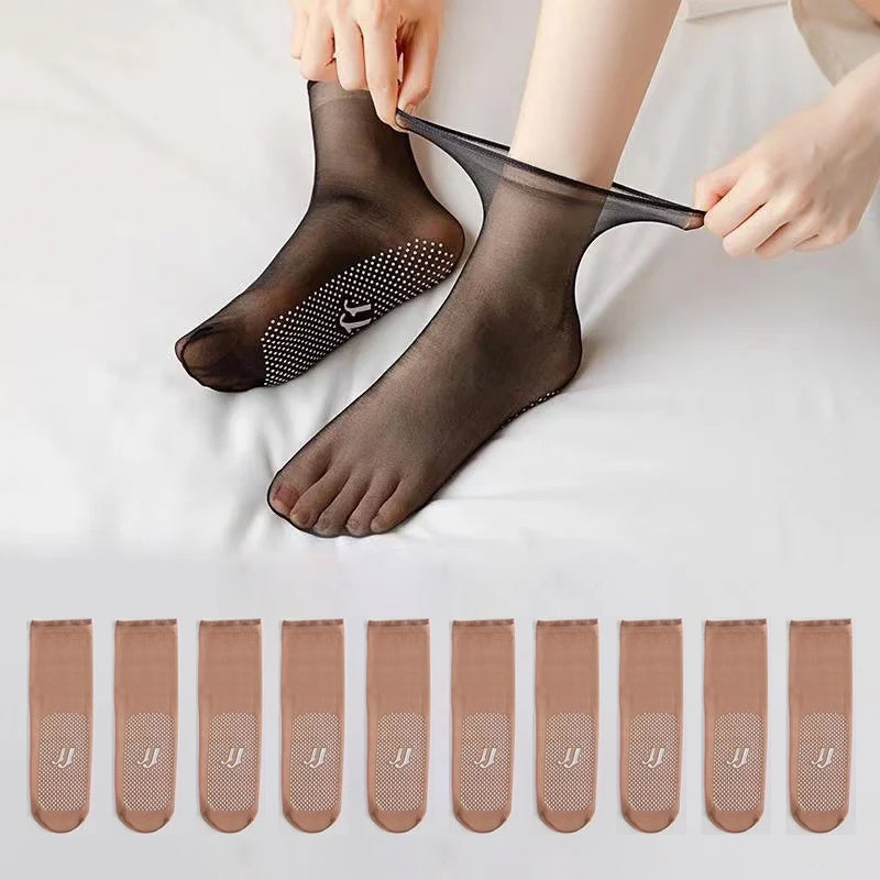 "Osynliga halkfria korta strumpor, designade för säkerhet med gummiprickar, unisex, i svart, beige, brun, grå."