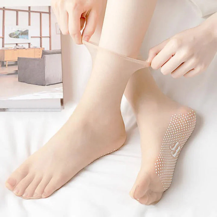"Osynliga halkfria korta strumpor, designade för säkerhet med gummiprickar, unisex, i svart, beige, brun, grå."