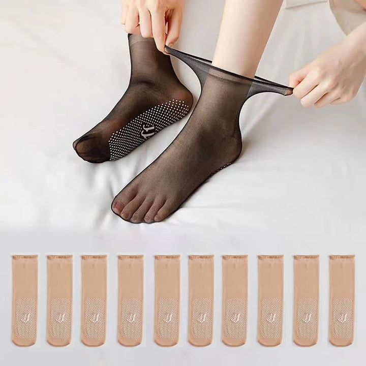 "Osynliga halkfria korta strumpor, designade för säkerhet med gummiprickar, unisex, i svart, beige, brun, grå."