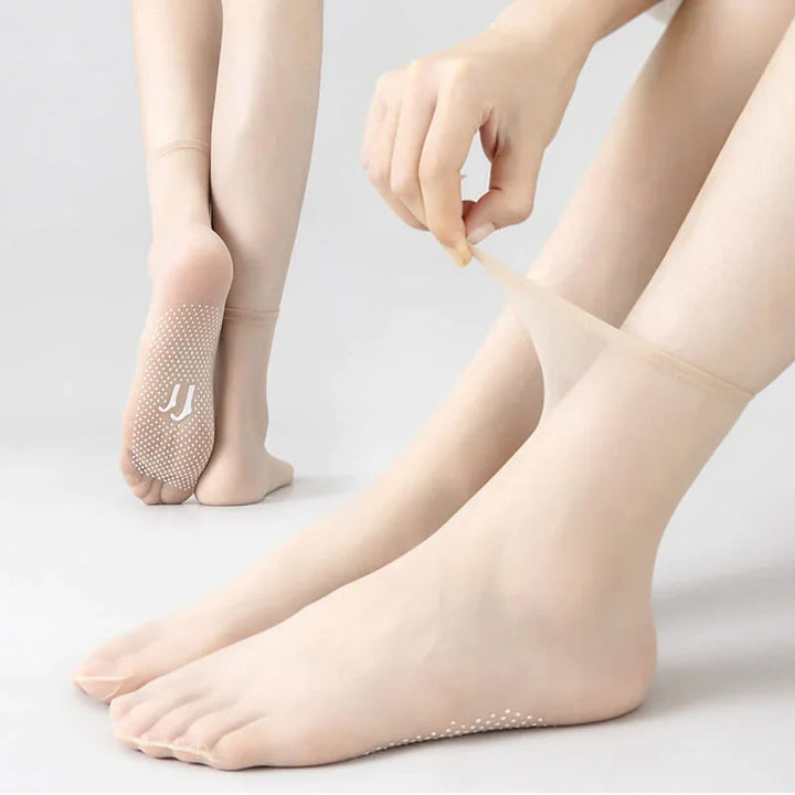 "Osynliga halkfria korta strumpor, designade för säkerhet med gummiprickar, unisex, i svart, beige, brun, grå."