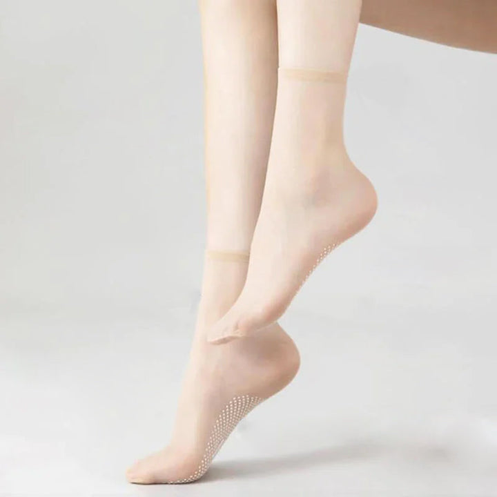 "Osynliga halkfria korta strumpor, designade för säkerhet med gummiprickar, unisex, i svart, beige, brun, grå."