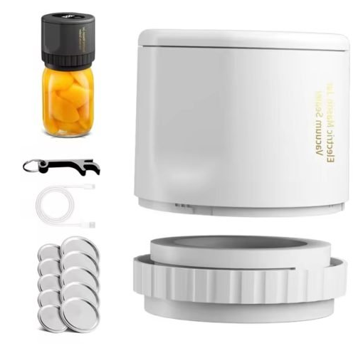 Elektrisk mason jar vakuumförslutare i vitt utförande med tillbehör