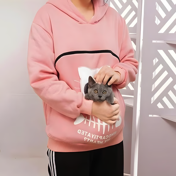 Mysig katt hoodie med stor magficka för katter i mjukt tyg för damkläder