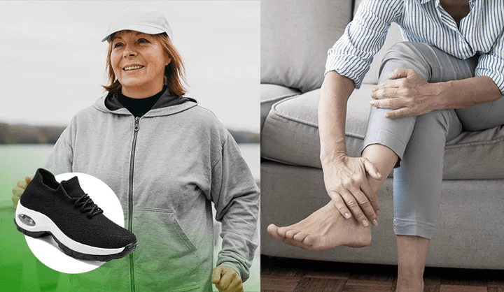 Fotvårdsskor med extra stötdämpning och ergonomiskt hålfotsstöd för dam.