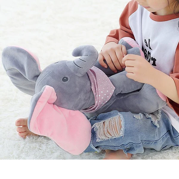 Kramvänlig elefant plyschleksak i barnrummet som inspirerar till lek och mys