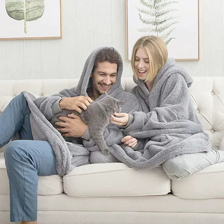Oversized mysig filttröja i mjuk fleece för avkoppling hemma. Varm & bekväm för dam & herr.