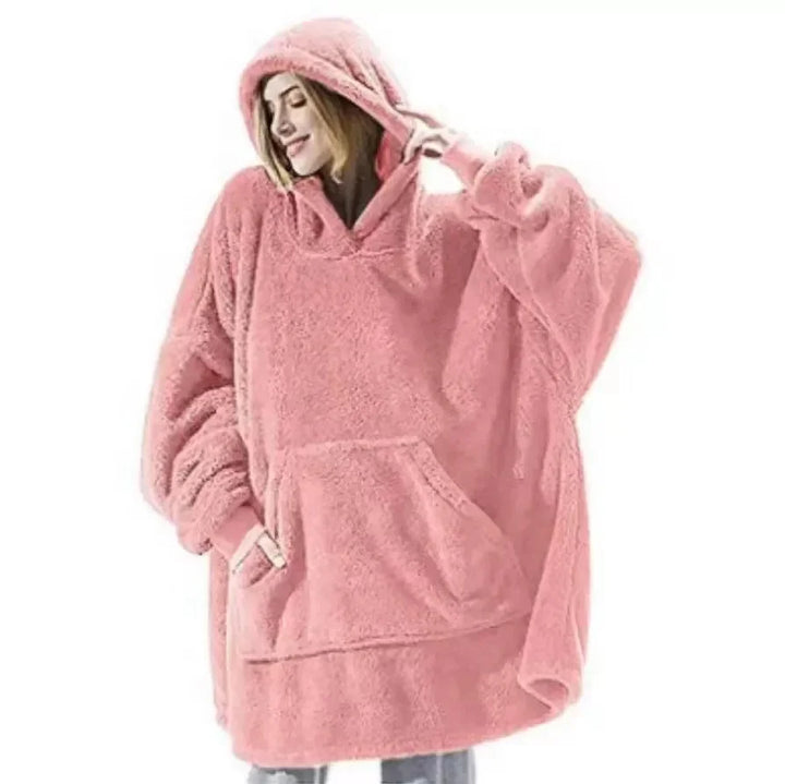 Stilren & varm oversized filttröja i mjuk fleece för dam och herr. Mysig hemmaklädsel, unisex.