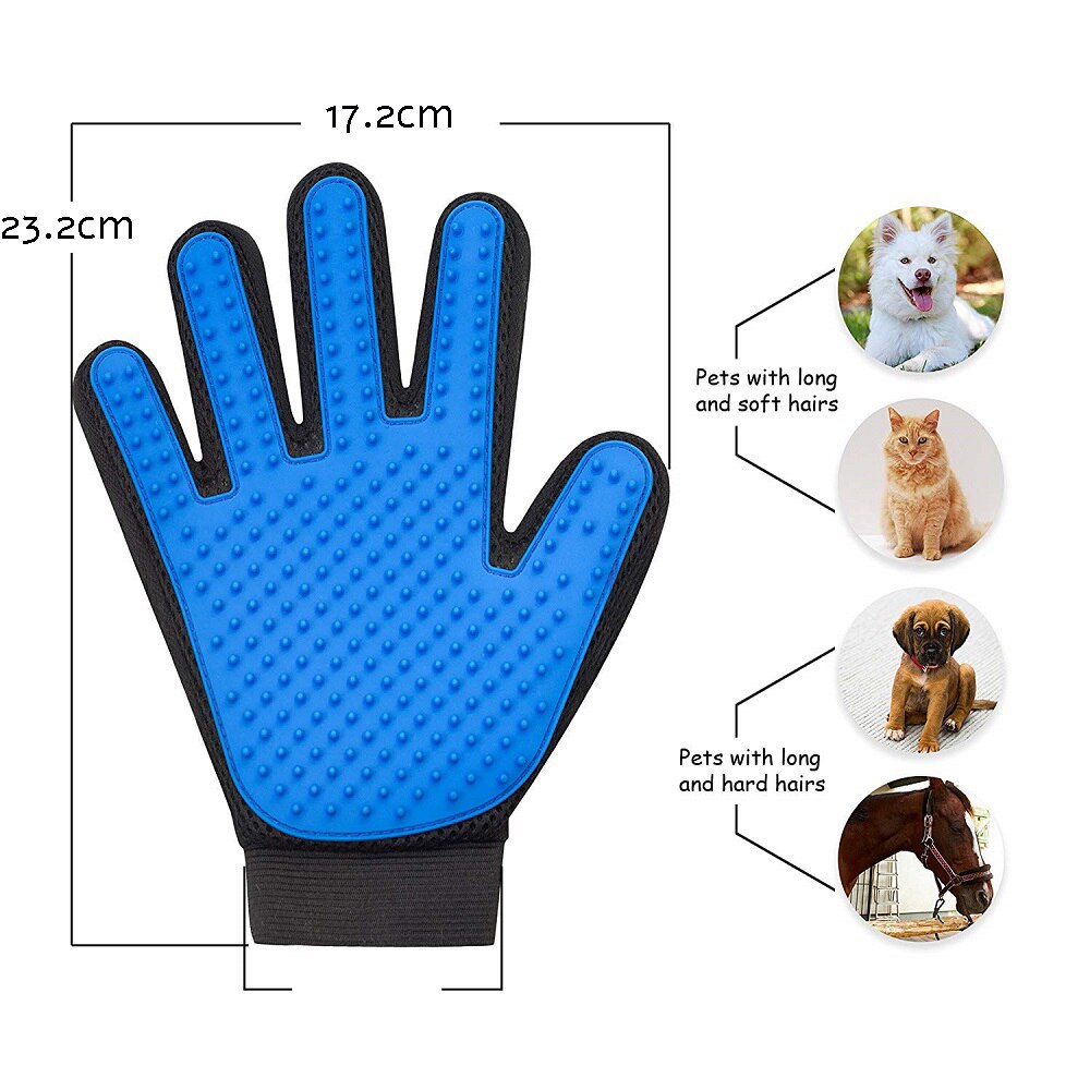 Förpackning med pälshandske, perfekt för hund- & kattägare, enkel pälsvård & massage.