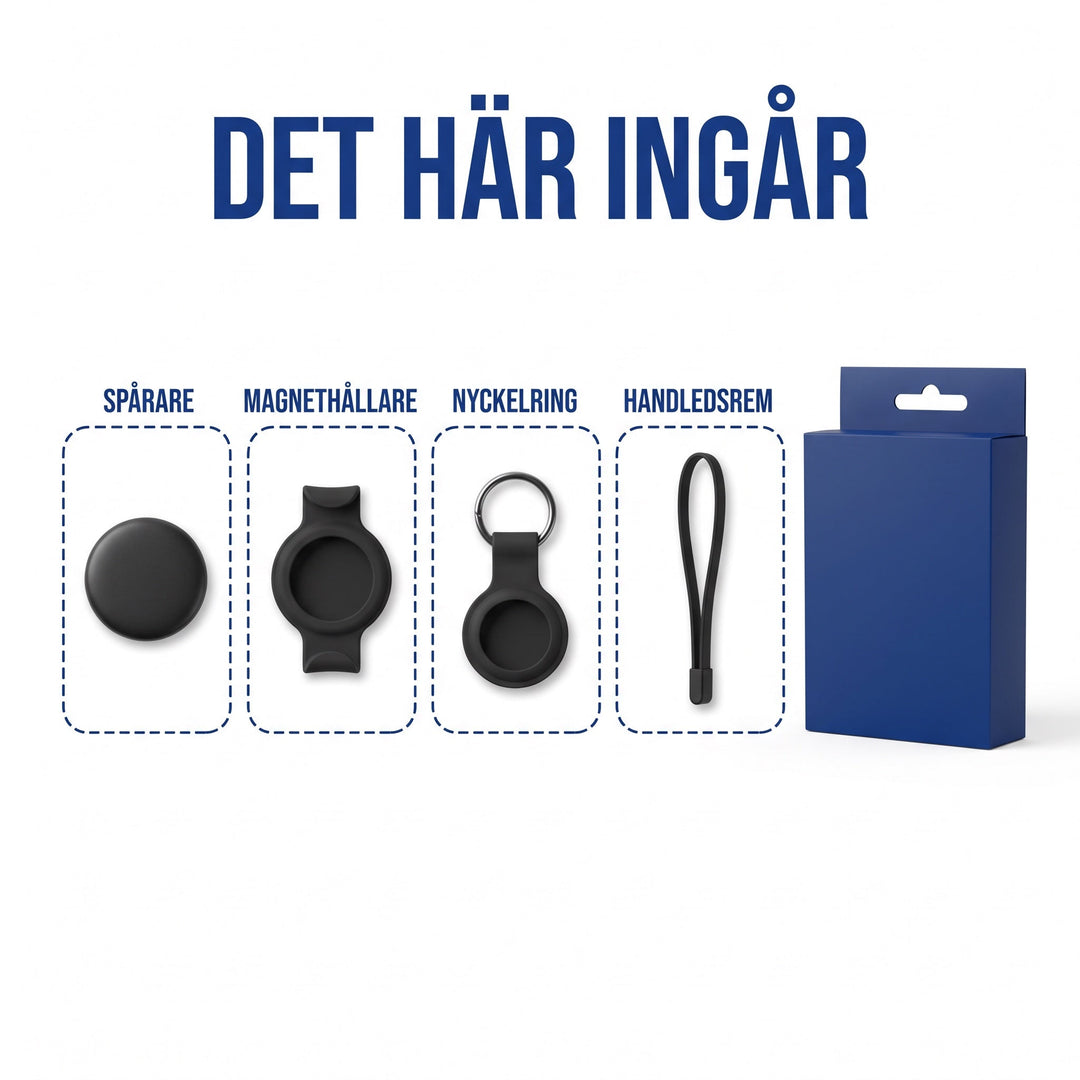 Vit bluetooth-spårare i kompakt design för nycklar och väskor