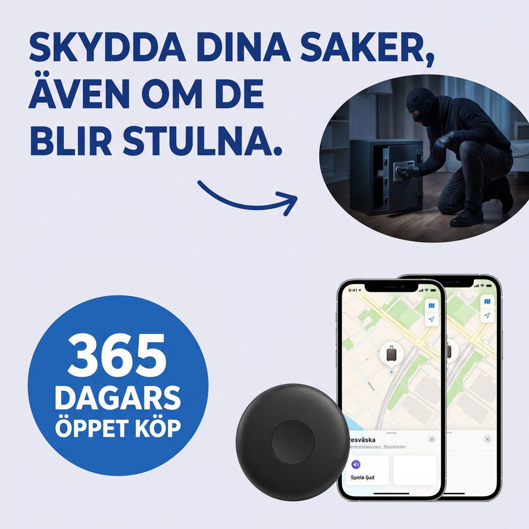 Närbild på trådlös spårare som hänger i en nyckelknippa
