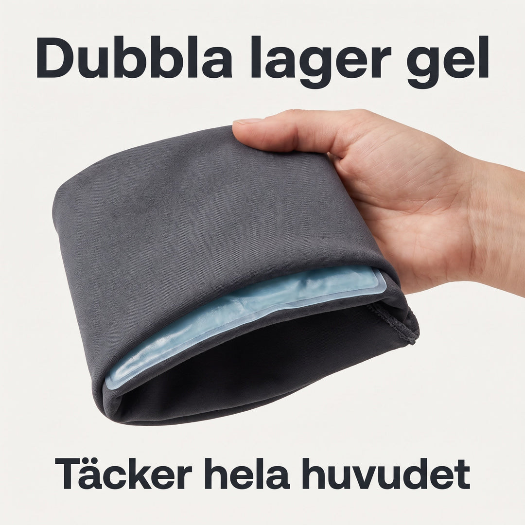 Ergonomisk migränmössa som täcker ögonen för total mörkläggning