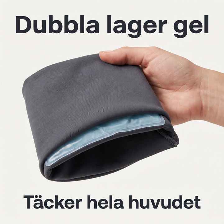 Ergonomisk migränmössa som täcker ögonen för total mörkläggning