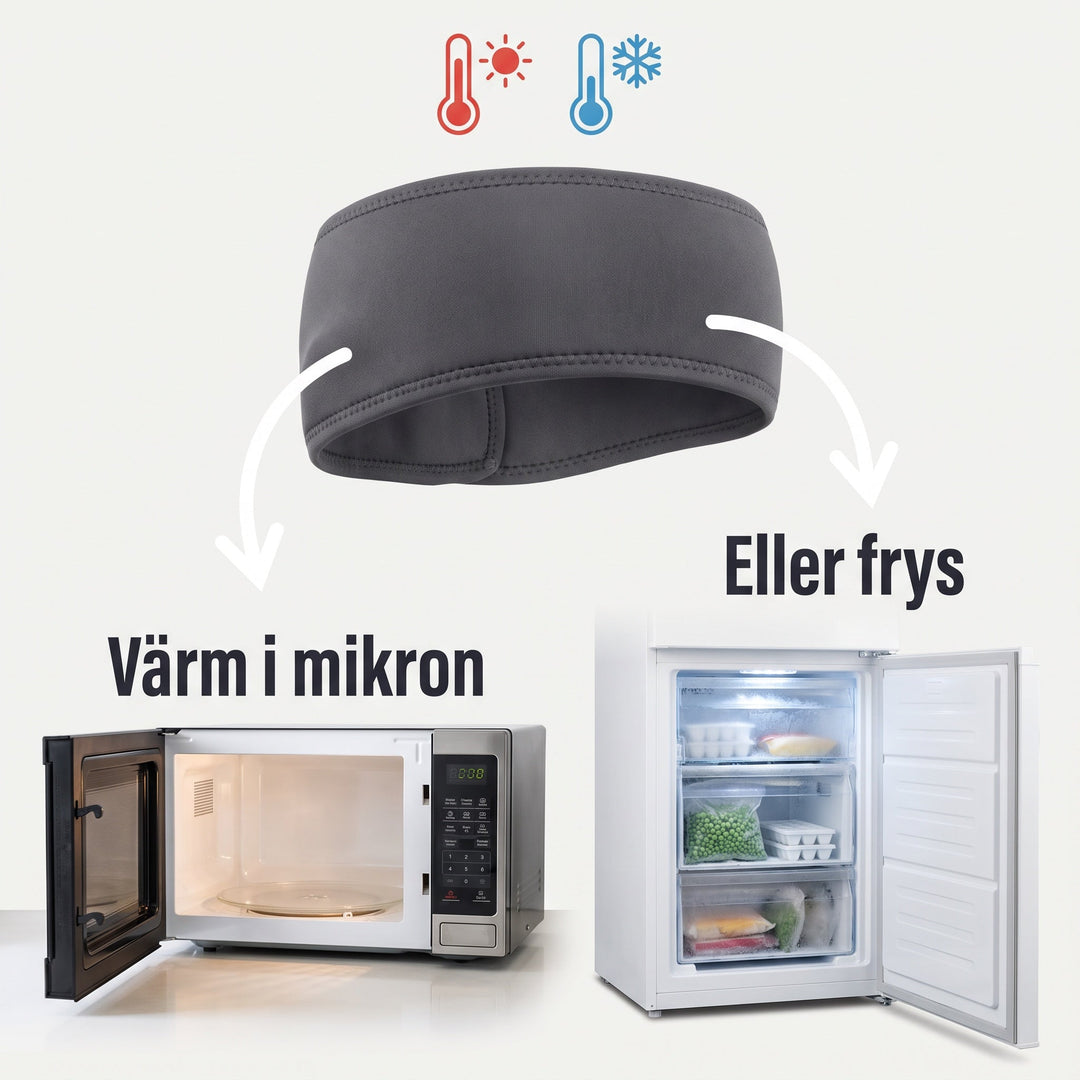 Kylande huvudvärksskydd i mjukt material för avslappning