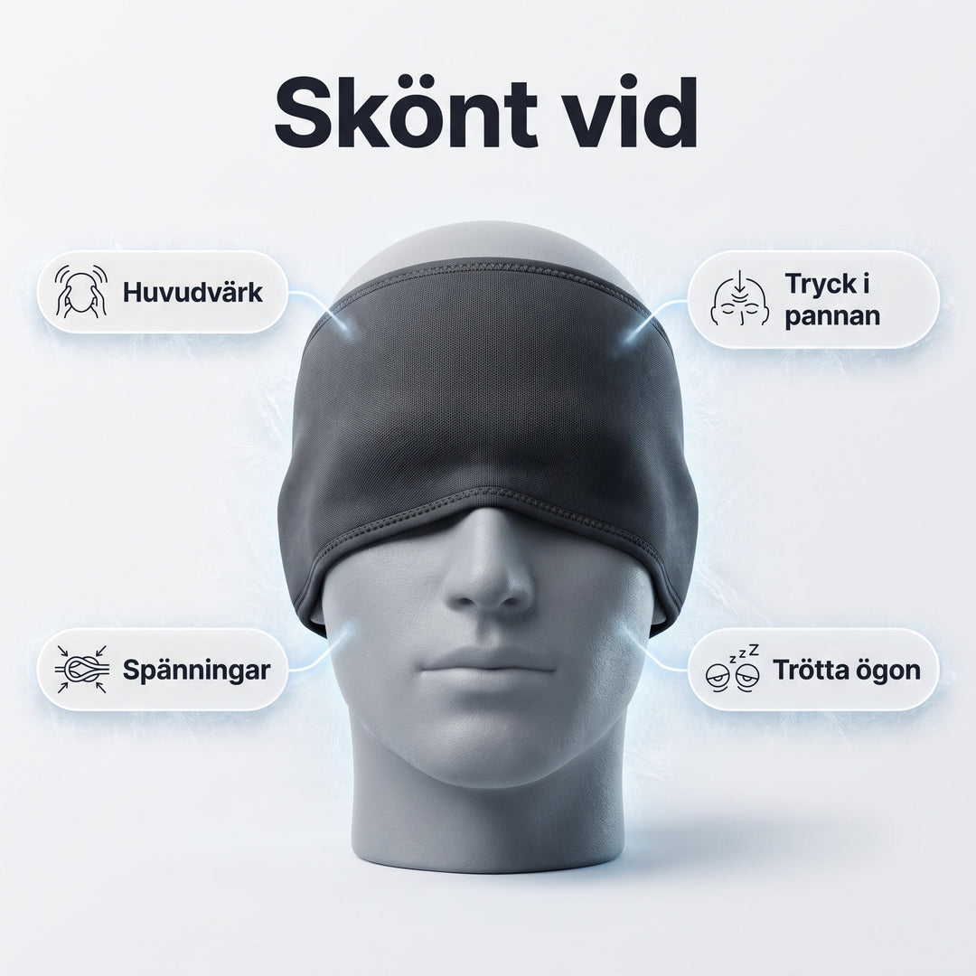 Närbild på material och struktur i migränmössa med kyla