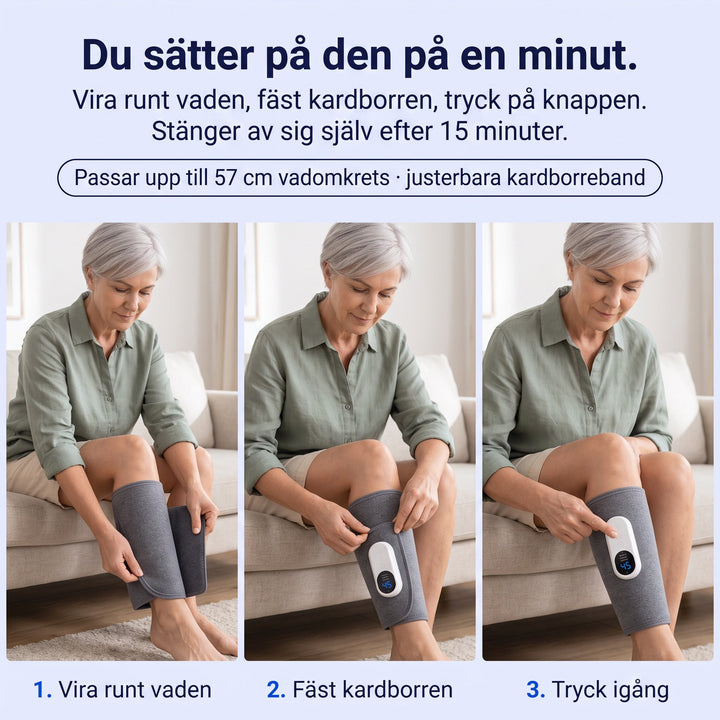 Vadmassageapparat med kompression och värme som lindrar trötta ben och ökar blodcirkulationen.