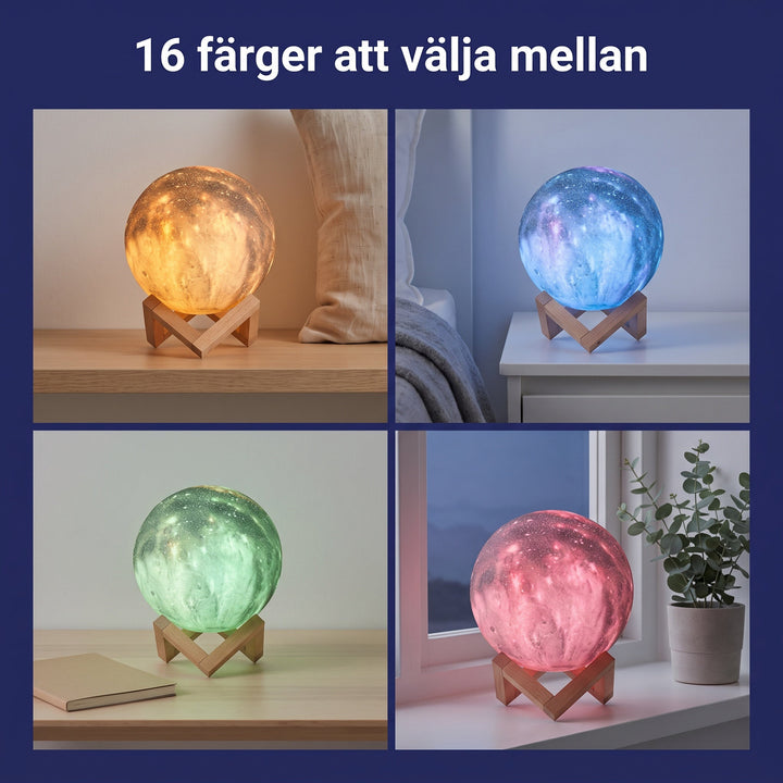 Galaxlampa med tillhörande fjärrkontroll för enkel styrning av ljus och färger