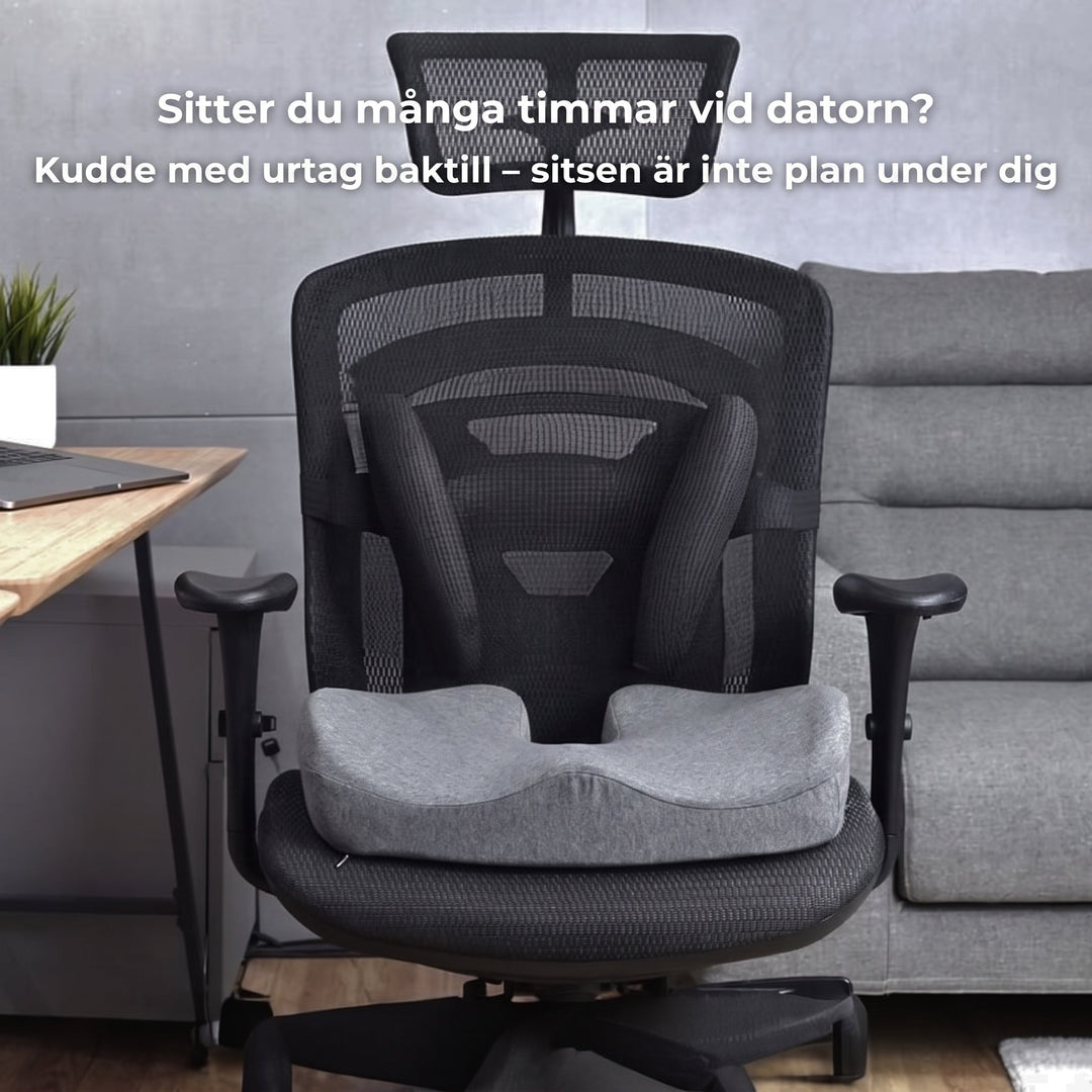 Sittdyna med smart design för bättre hållning på kontoret och i bilsätet