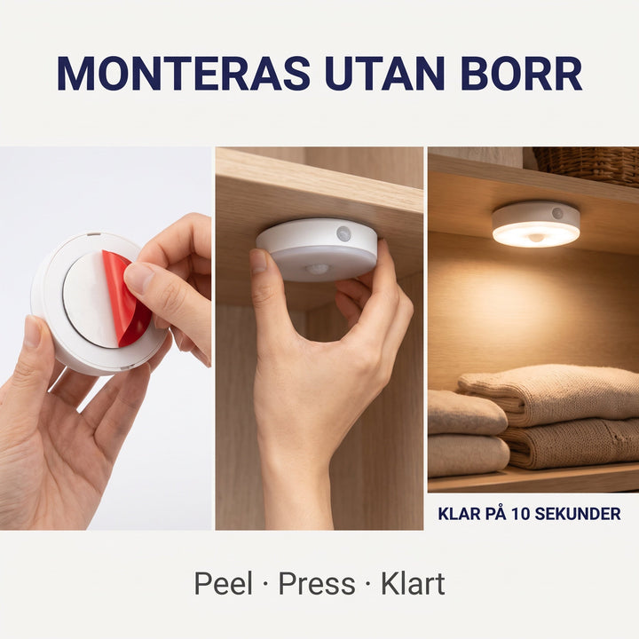Demonstration av montering med självhäftande fäste utan borr