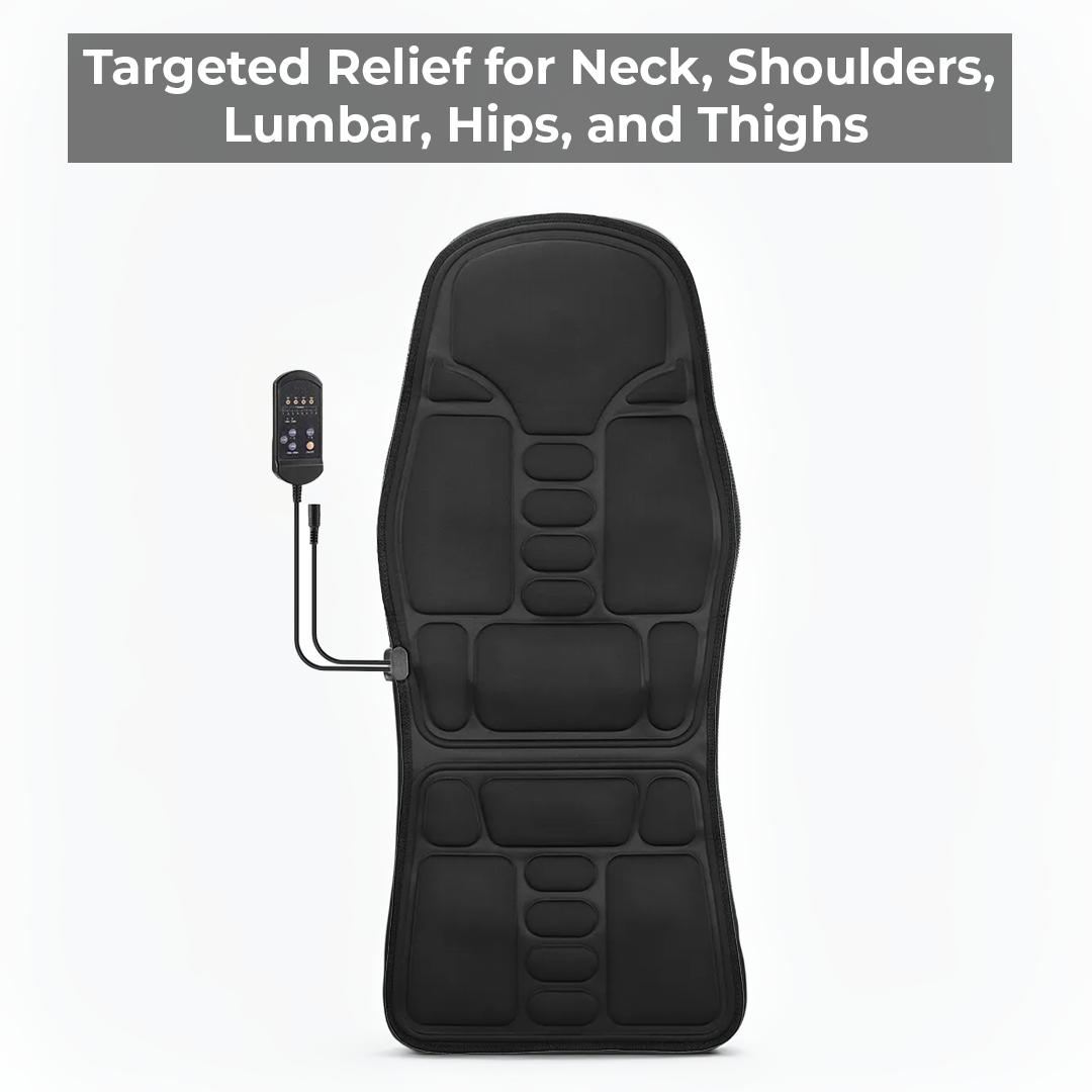Svart massagekudde för stol och bil med ergonomisk design