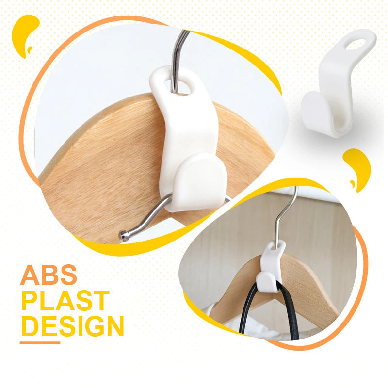 "Plastkrokar för klädgalgar i vit ABS-plast, rundade hörn, organiserar kläder och maximerar garderobsutrymme."
