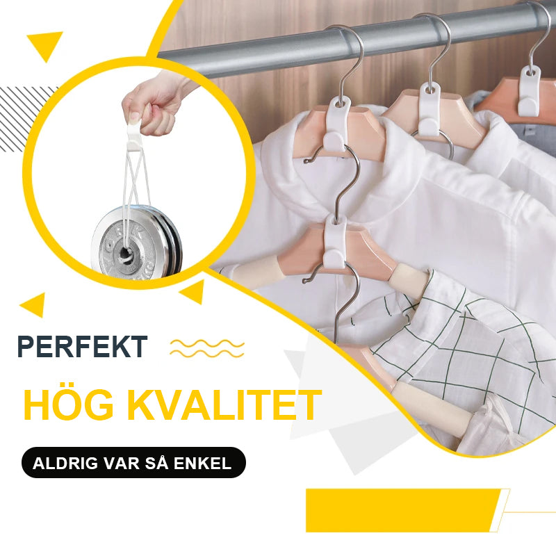 "Plastkrokar för klädgalgar i vit ABS-plast, rundade hörn, organiserar kläder och maximerar garderobsutrymme."