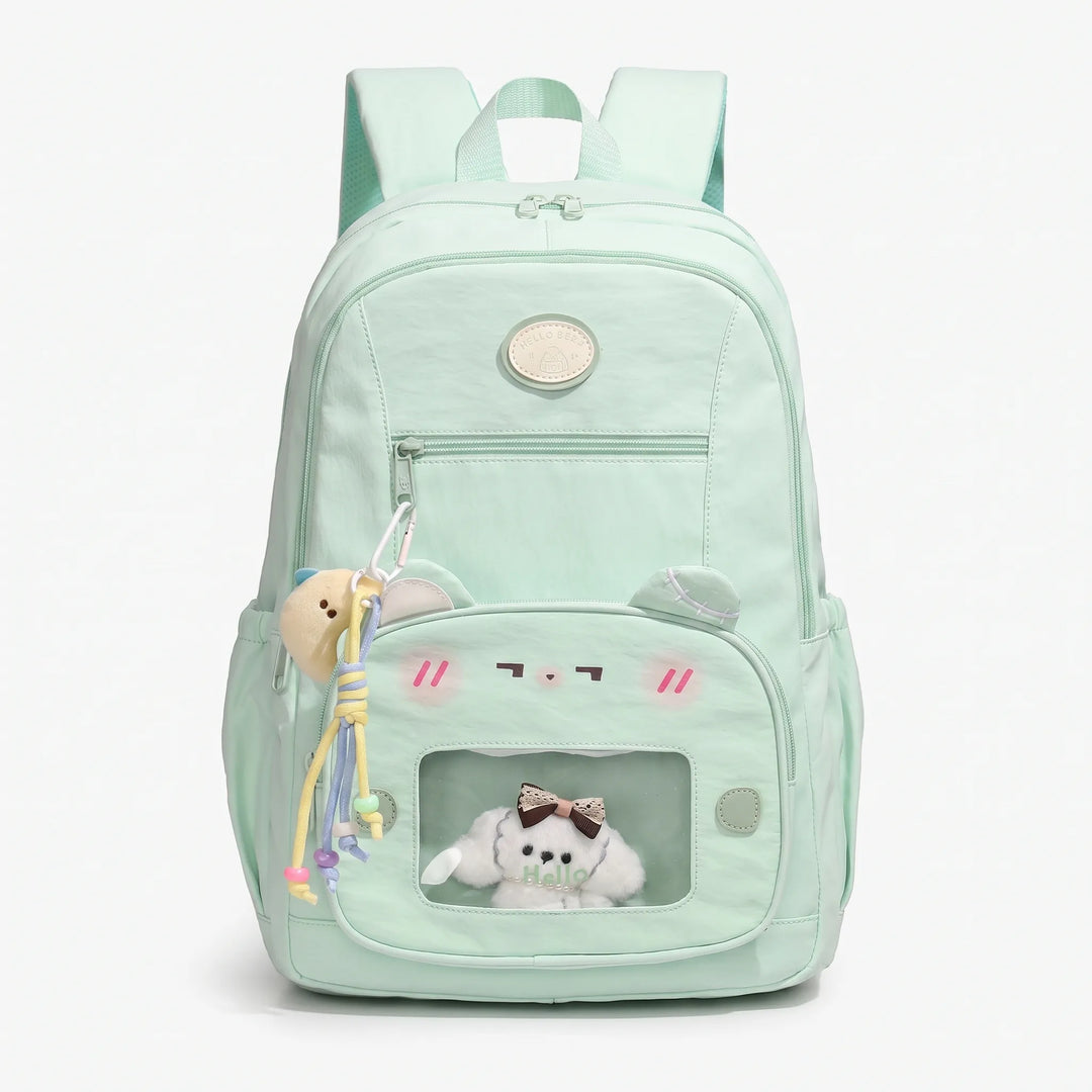 Anpassningsbar preppy skolryggsäck för studenter. Rymlig vardagsryggsäck med laptopfack, unisex design.