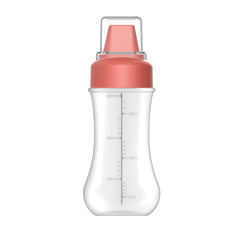 "Pressflaska för såser i köket, 350 ml, femhålsdesign, svart, vit och röd, jämn dosering, BPA-fri, matlagning."