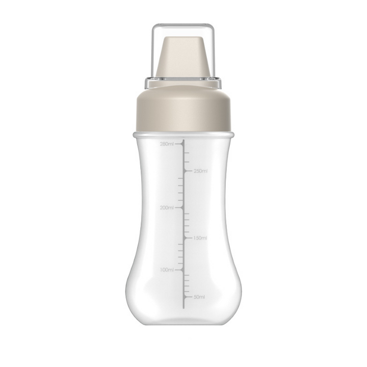 "Pressflaska för såser i köket, 350 ml, femhålsdesign, svart, vit och röd, jämn dosering, BPA-fri, matlagning."