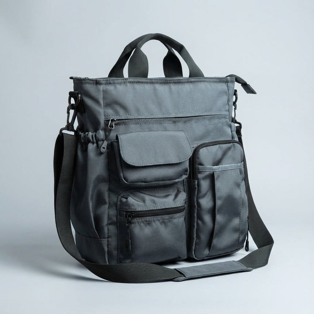 Praktisk och rymlig affärsväska som laptopväska. En unisex portfölj i Oxford-tyg.