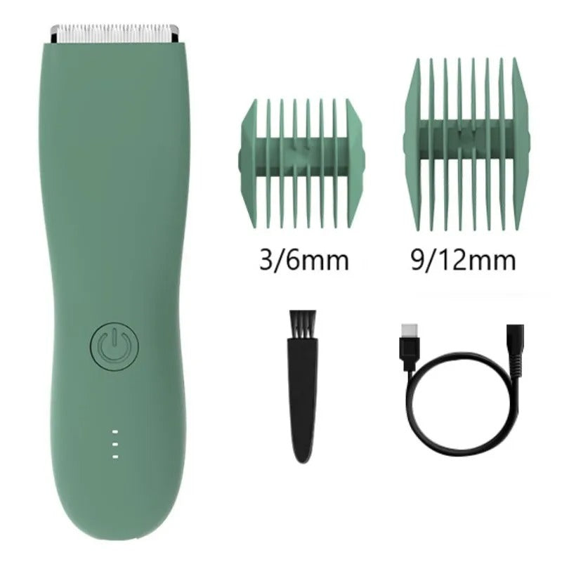Grön professionell kroppstrimmer med medföljande tillbehör