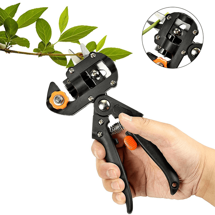 "Professionell sekatör för trädgårdsbeskärning, ergonomiska handtag, utbytbara blad för enkel grenklippning upp till 1,4 cm."