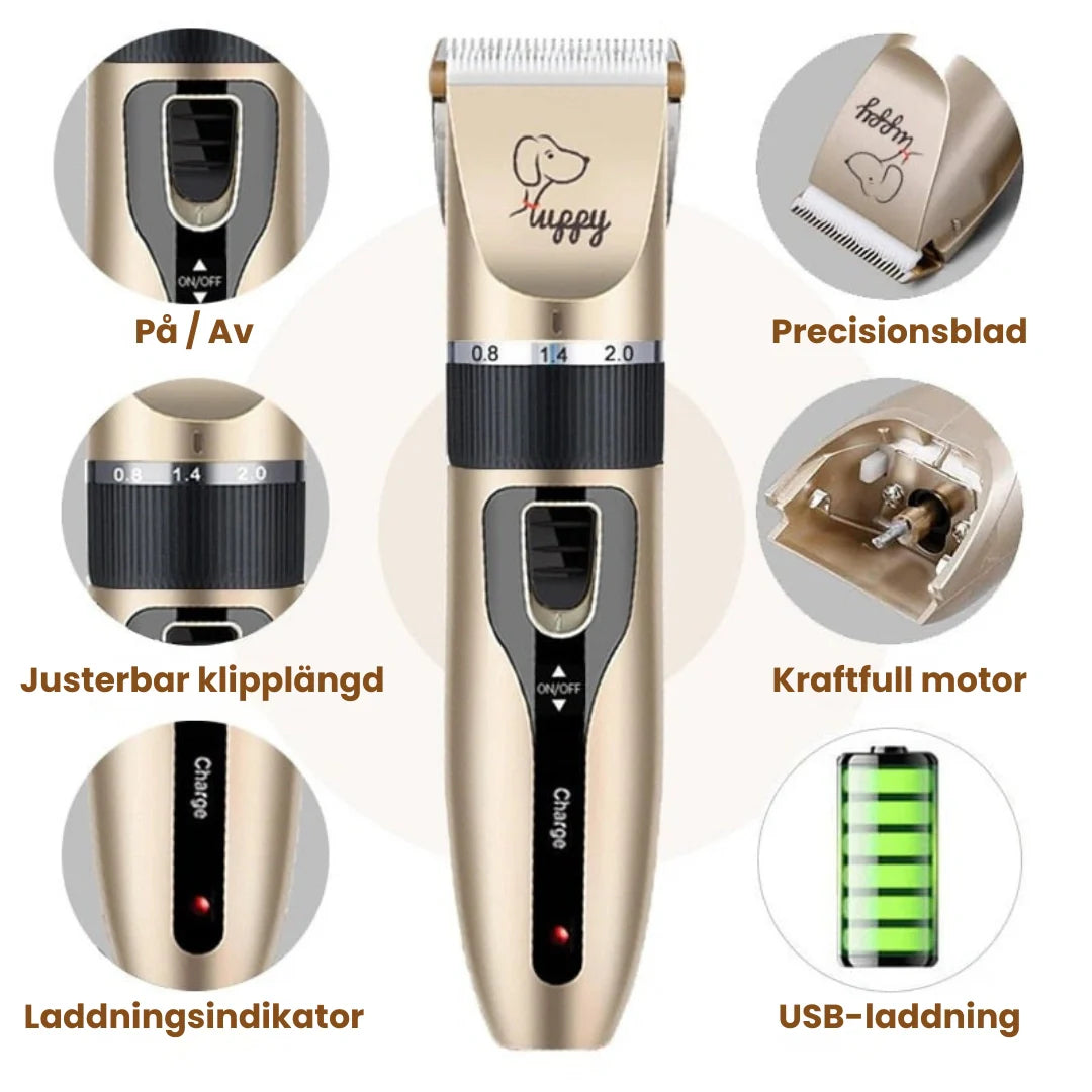 Högkvalitativt 11-delars groomingkit för djurvård. Inkluderar trimmer, kam & sax för proffsresultat.