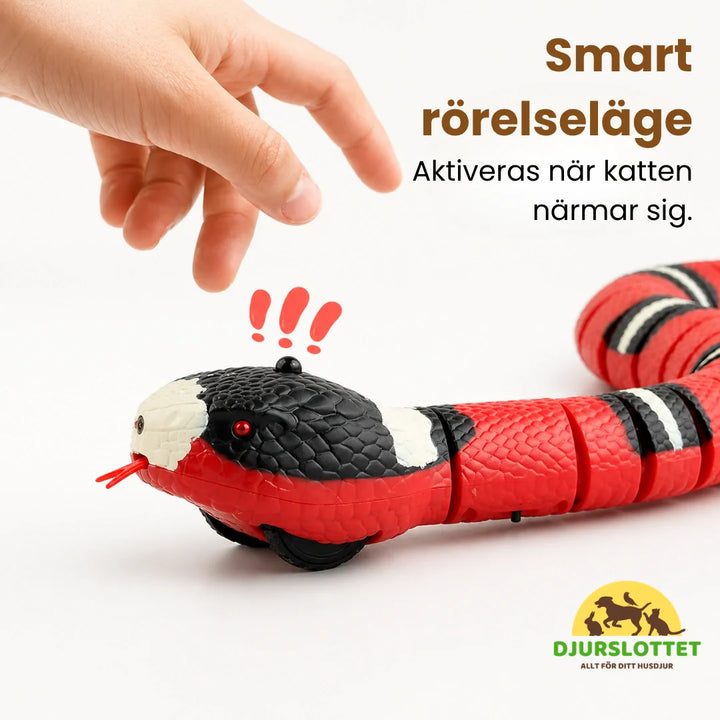 Automatisk röd ormleksak för katter. Laddbar interaktiv kattleksak för långvarig kattstimulans.